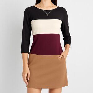 White House Black Market Womens 8 Colorblock Sheath Dress Lined Back Zip Office
